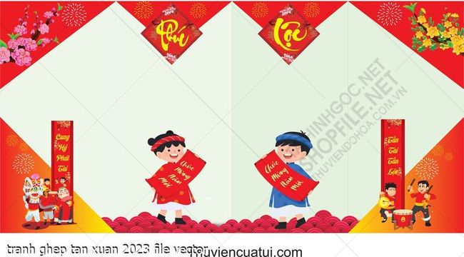 tranh ghep tan xuan 2023 file vector